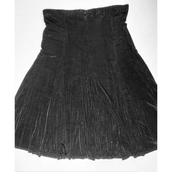 Laura Ashley Slinky Knit Midi Skirt Small Black Pleats Stretch Elastic Travel - Picture 6 of 6